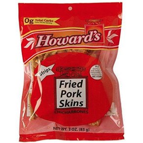 Howard`s하워드 프라이드 포크 스킨 스트립바삭한식감, 저당 스낵  3온스,4개 팩