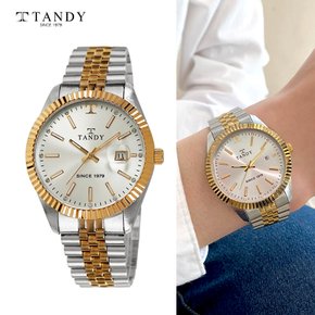 [TANDY] 탠디 럭셔리 메탈 손목시계(오스트리아 스톤 식입)T-3921 남자 골드콤비