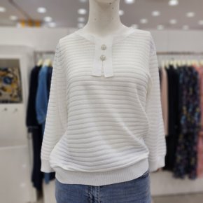시스루 리본 니트 스웨터 칠부 여성 티셔츠JADU4WSL0120