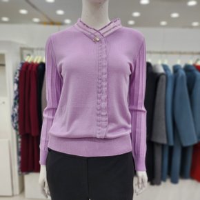 브이넥 니트 스웨터 레이스 숏 여성티셔츠JDS2WSL0200