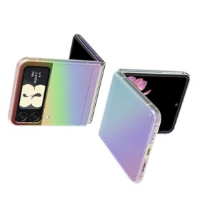 갤럭시 Z플립5 플립 5 4 3 휴대폰 케이스 오로라 젤+하드 조화 은은한 오로라빛 하프 미러