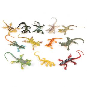 Cuque 12 도마뱀 장난감, 개세고무 도마뱀 세트 작은 동물 장난감 교육 소품 도구 도마뱀 장난감