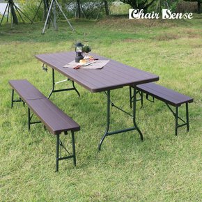 벨리체 우드 테이블 1800 6인 벤치 세트 야외 접이식 의자 다용도 베란다 테라스 카페 펜션 정원