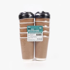 [홈카페] 커피컵 음료컵 480ml 일회용 이중 종이컵 뚜껑포함 10세트