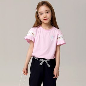 여아 소매 포인트 티셔츠 핑크 R2121T124_10 R2121T124_10