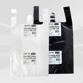 이라이프 비닐 쇼핑 봉투 (특대) 100매 백색 흑색 손잡이 봉투