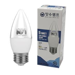 장수램프 투명 LED 촛대구 E26주광색 촛불 캔들전구 (S11121507)