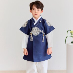 동해 남아한복 (1-15호) 유아 어린이 형제 남자아이 한복세트 파랑색 답호 전통한복 예절학교