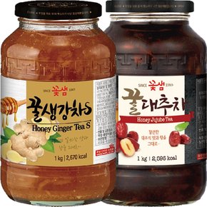 꽃샘 꿀생강차S 1kg+꿀대추차 1kg