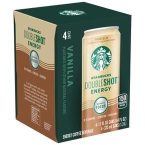 [해외직구] Starbucks 스타벅스 더블샷 에너지 바닐라 커피 에너지 드링크 325ml 4캔