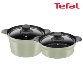 [Tefal] 테팔 인덕션 티타늄 아로마 통주물 2종세트 (양수냄비 24cm+전골냄비 24cm)