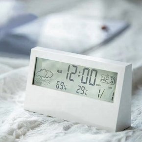 웰닷 디지털 투명 LCD 알람 시계 온습도계 온도 습도