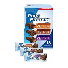 [해외직구] Pure Protein Bar 퓨어 프로틴바 버라이어티 팩 초콜릿 피넛버터/초콜릿 디럭스/츄이 초콜릿칩 18입