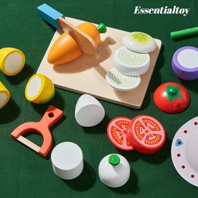 에센셜토이 원목 주방놀이 소품 어린이 소꿉 역할 놀이 장난감 야채 세트 (내장 자석)