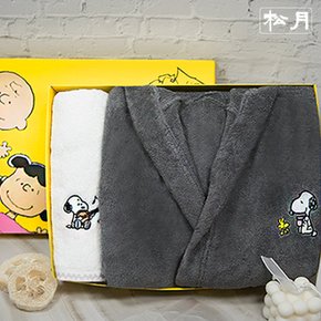 [송월타올] 스누피 어린이 샤워가운&심플무지 수건 선물세트(쇼핑백)