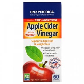 Enzymedica엔자이메디카 초모 함유 애플 사이다 식초, 캡슐 60정