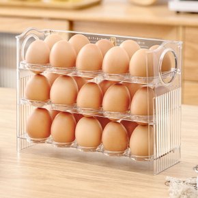 투명 계란보관함 에그 계란트레이 달걀 3단 30개 계란보관용기 자동플립 달걀보관함 L383