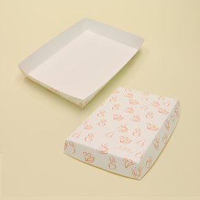이지포장 사각 트레이 01 대형 흰색 패턴 종이 1000개 포장 상자 일회용