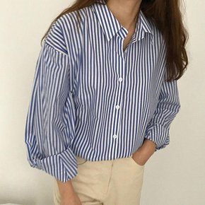 [RGLQRP99]상큼한 컬러 스트라이프 카라 데일리 여자 셔츠