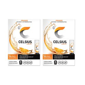 Celsius2X  셀시어스  온더고  에센셜  에너지  파우더  영양제  오렌지  팩  14개