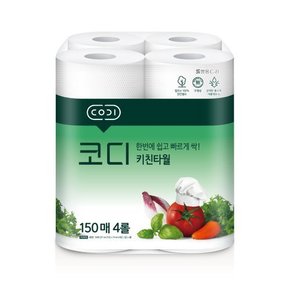 [SSG]코디 키친타월 150매*4롤 3팩