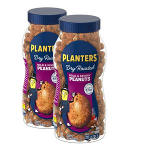 [해외직구] Planters 플랜터스 드라이 로스트 볼드 세이보리 땅콩 453g 2팩