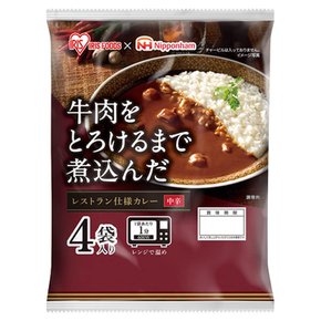 아이리스 오야마 × 일본 햄 레토르트 카레 중신 쇠고기 레스토랑 사양 카레 170g x4 음식