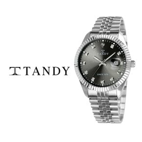 [TANDY] 탠디 럭셔리 커플 메탈 손목시계(오스트리아 스톤 식입) T-3909 남자 실버