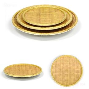원형 편리한 멜라민 대나무 채반 디자인 파전 부침개 샐러드 접시 안주접시 반찬접시 지름 24cm 30.3cm 36.2cm