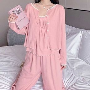 여자 예쁜 파자마룩 가디건 잠옷 세트 홈웨어 선물 (WAC1CA9)
