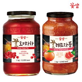 꽃샘 꿀 오미자차 1KG +꿀 레드자몽 1KG (과일청)