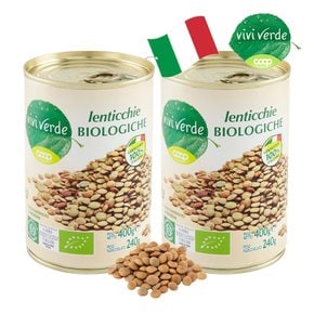 COOP 비비베르데 이탈리아 유기농 렌틸콩(렌즈콩) 400g 2캔 무첨가물 Non GMO