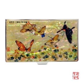 남계우 - 화접도 + 토끼풀과 나비 자개 휴대명함집