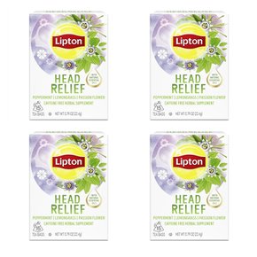 [해외직구]립톤 티백 페퍼민트 레몬그라스 디카페 1.5g 15입 4팩/ Lipton Head Relief 0.79oz