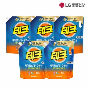 LG생활건강 테크 베이킹소다+구연산 액체세제(일반) 리필 2L*3개 +1.8L*2개