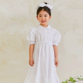 에이제 여아 원피스 (S-XL)유아 어린이 키즈 여름 흰색 화이트 드레스 공주 소녀 북유럽 아동복