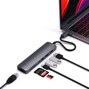 USB C타입 7in1 알루미늄 슬림 맥북 멀티 허브 이더넷 어댑터
