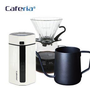 카페리아 핸드드립 홈카페 3종세트(CDN1/CME2/CKPT2) 커피그라인더+드립세트+드립주전자[커피용품/스텐필터/커피서버/드립피쳐/드립용품]