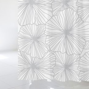 SC136 샤워 커튼 우아한 회색 꽃무늬 라인 S기본 플라스틱고리