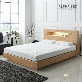앨리 애쉬 LED 무늬목 평상형 침대프레임 Q/K 공용