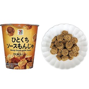 일본 세븐일레븐 세븐프리미엄 한입크기 소스 몬자야끼맛 스낵 70g