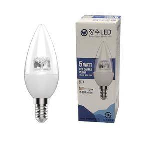 장수램프 투명 LED 촛대구 E14주광색 꼬마 캔들전구 (S11122262)
