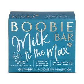 Boobie Bar 슈퍼푸드 비건 수유 바 블루베리 머핀 - 1.7oz/6ct, 부비 건강식품