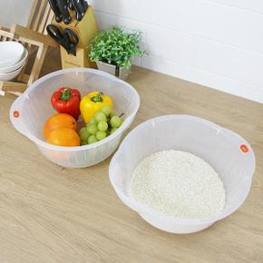 쌀세척 믹싱볼 채반 양푼 편리한 과일 야채 물빠짐 바가지 물바가지 쌀씻는 바구니 스텐 X ( 2매입 )