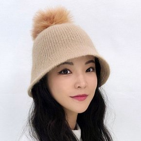 여성 니트 방울 벙거지 모자 가을 겨울