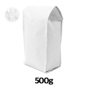 이지포장 무광 화이트 M방 스탠드 원두 커피 봉투 500g 50매 아로마 밸브