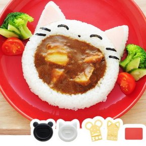 소풍 도시락 만들기 아기 곰돌이 고양이 꾸미기 주먹밥틀 밥틀 카레 김펀칭기세트 K899