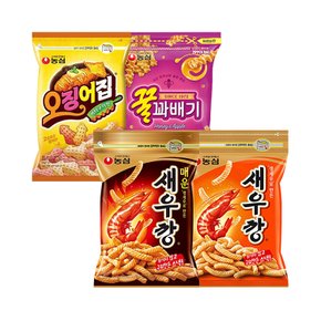 농심 대용량 새우깡400g +매운새우깡400g +꿀꽈배기300g +오징어집260g / 지퍼백 스낵