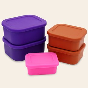 젤리팝 큐브 실리콘 밀폐용기 냉장고밥팩 5P세트 (소1P+중2P+대2P)