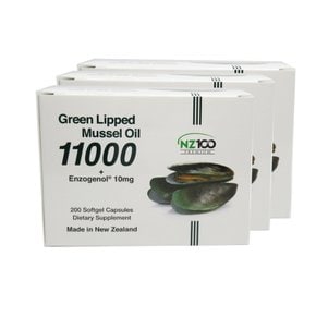 엔젯100 뉴질랜드 초록입홍합오일 11000 엔조제놀 10mg 200캡슐 3개